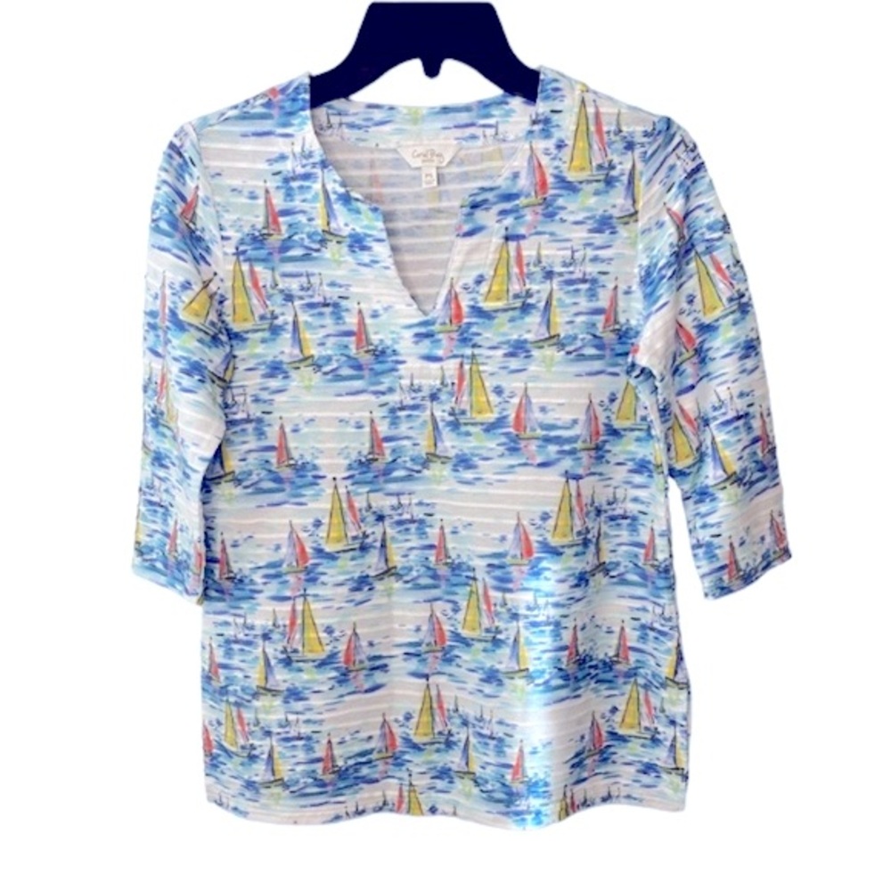 Coral Bay 3/4 Sleeve Sailboat Top PS